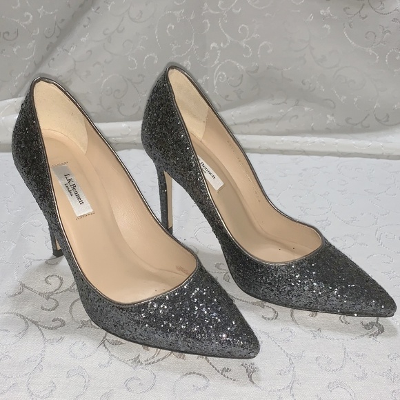 LK Bennett Fern Silver Grey Glitter Heels 36.5 - Picture 2 of 8
